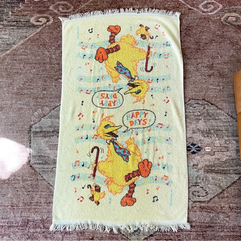 Vintage Sesame Street Terrycloth Towel Bath Towel Beach Towel Big Bird